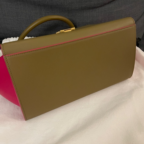 Authentic Celine Trapeze Calfskin Small Bicolor bag light brown and pink women - Picture 5 of 10